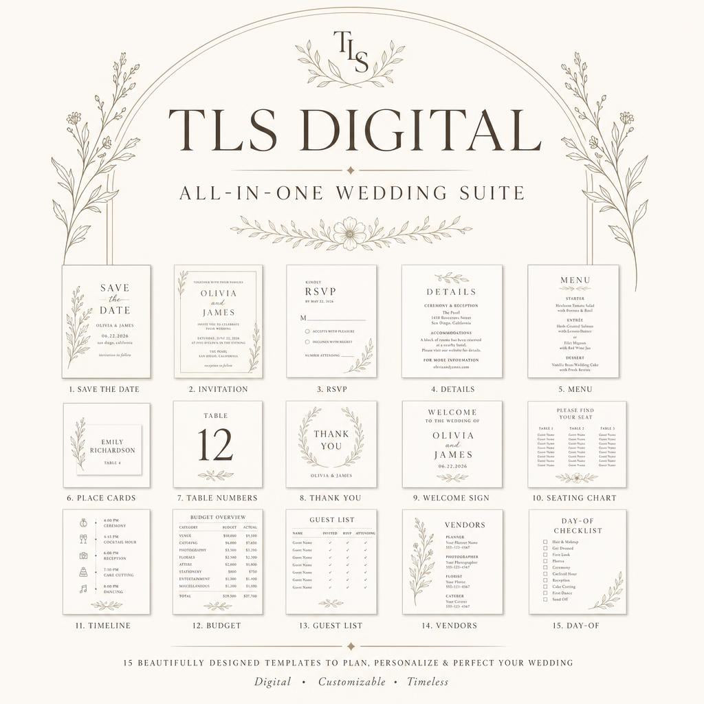 TLS Digital All-In-One Wedding Suite - 15 template overview